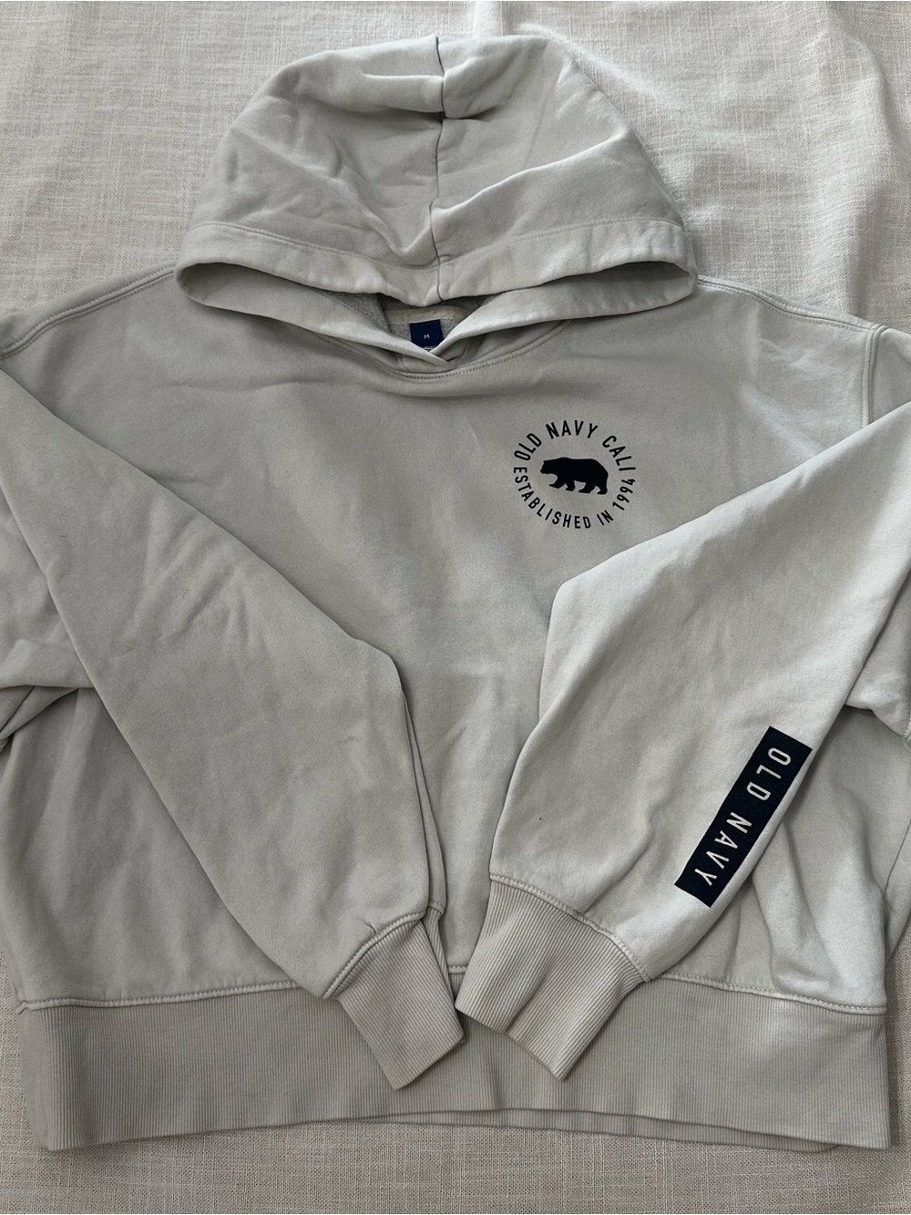 Old Navy Light Gray Pullover Hoodie with Logo Patch